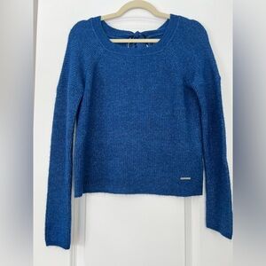 Abercrombie & Fitch blue crewneck sweater with a bow tie in the back